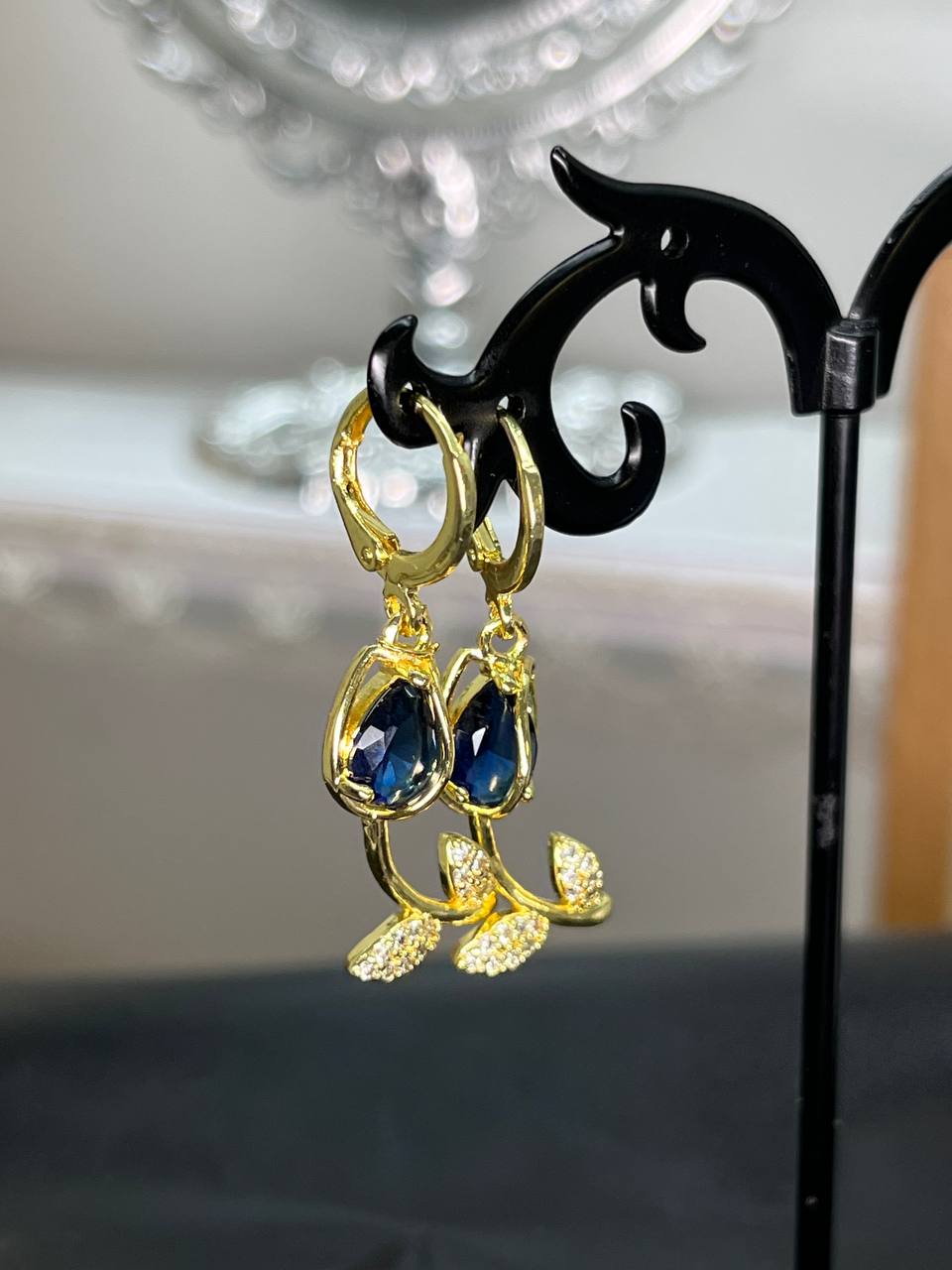 Crimson Petal Blue Earrings
