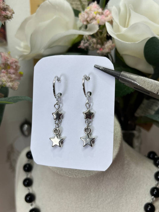 Double Star Hoop Earrings