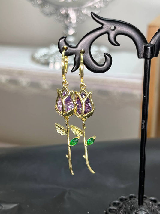 Gpurple Tulip Dangle Earrings