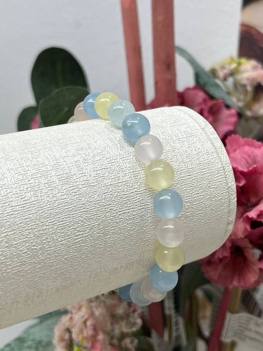 Morganite Crystal Beaded Bracelet