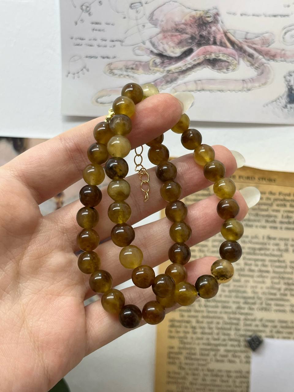 Brown Agate Beaded Bracelet
