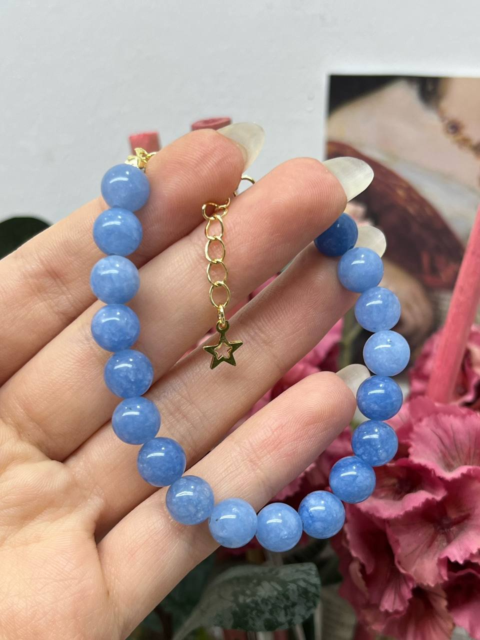 Angelite beaded bracelet