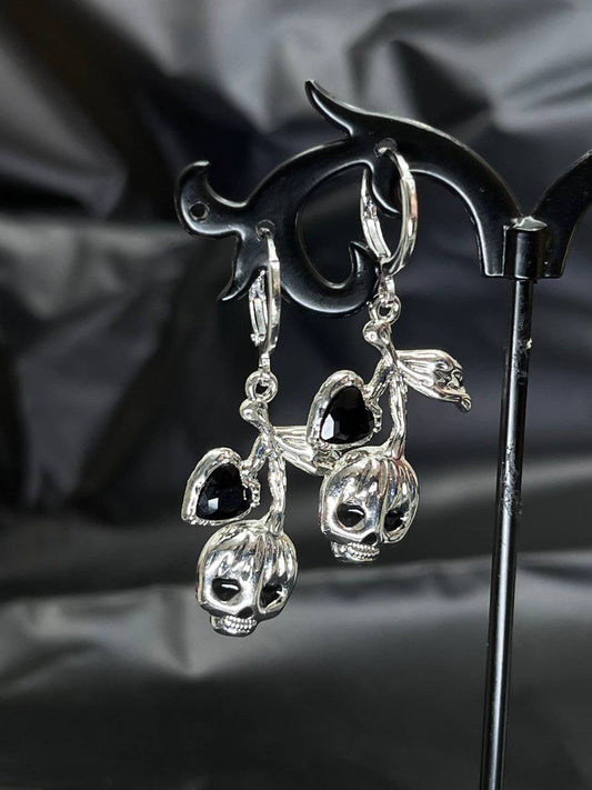 The Forbidden Cherry Skulls Earrings